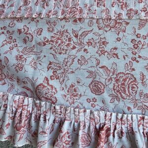Vintage Sears Rose Colored And White Floral Curtains Valance And Tie Backs 56"
